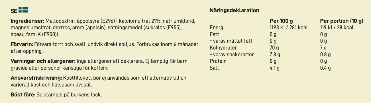 Velox Electrolyte: Vätskeersättning Apelsin (250g)